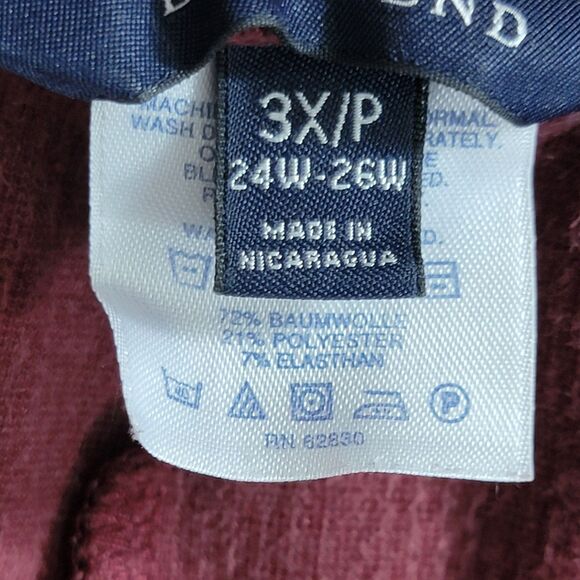 Lands End Pants Womens 3XP 24 - 26 Burgundy Corduroy Elastic Waist Pull-On - Picture 11 of 13